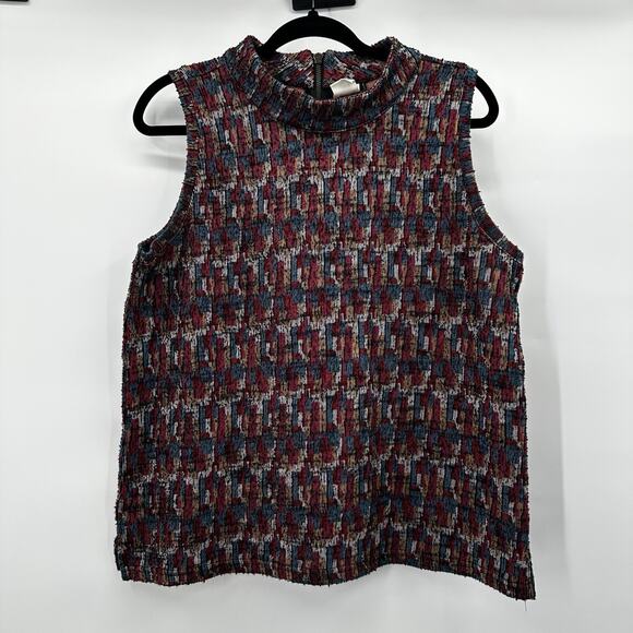 Akemi Kin Top Shirt Womens Large Petra Mock Neck Knit Tank Preppy Capsule - Picture 1 of 11